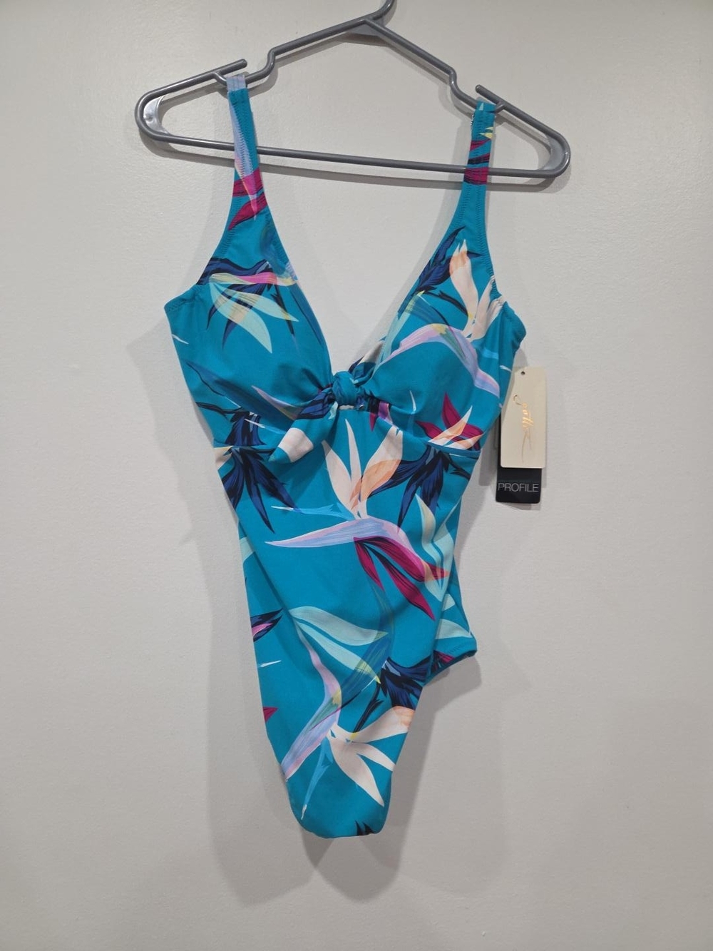Gottex Turquoise Tropical Print One-Piece Swimsuit - Picture 2 of 2